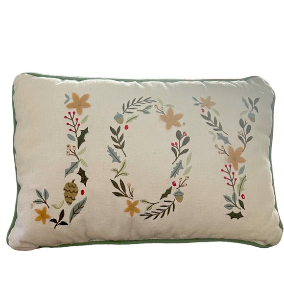 NWOT Beautiful St. Nicholas Square Seasonal 
Pillow 12"x18"×2" "Joy" Fall:Winter - Picture 1 of 2